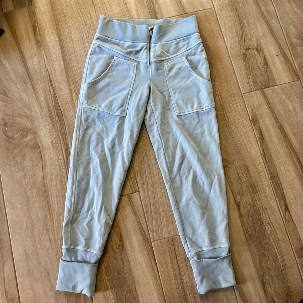 FP Movement Free People Jogger Pants Womens S Blue High Rise Zip Pockets - Picture 2 of 9